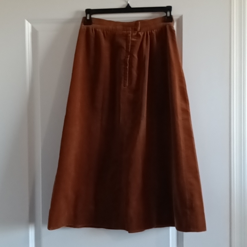 Suit by Prophecy EUC caramel brown velveteen VTG from 1970s skirt and blazer - Picture 10 of 16